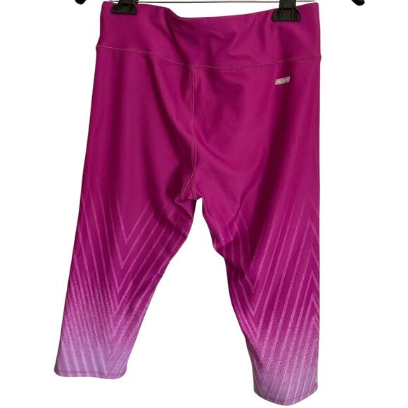 Danskin Now Womens Medium Pink Capri Leggings Fitted Gradient Print Gym Pants - Picture 2 of 7